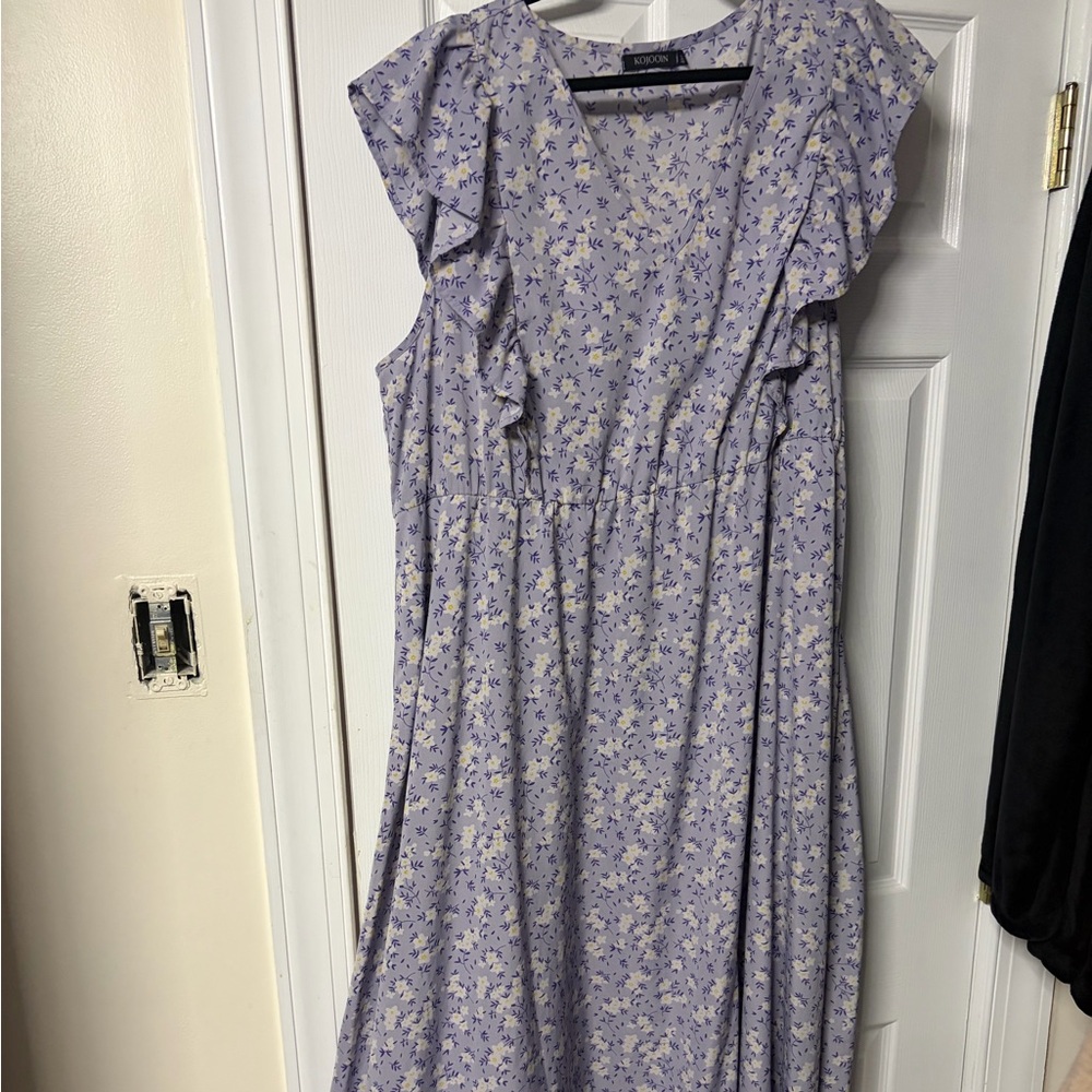 Floral Purple Plus Size Dress